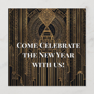 Invitation Art Déco noir et or
