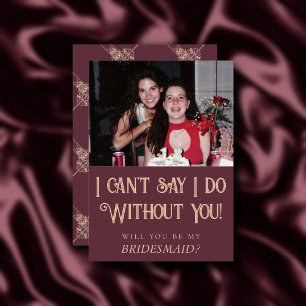 Invitation Art déco Nouveau   Burgundy Blush Maid of Honor