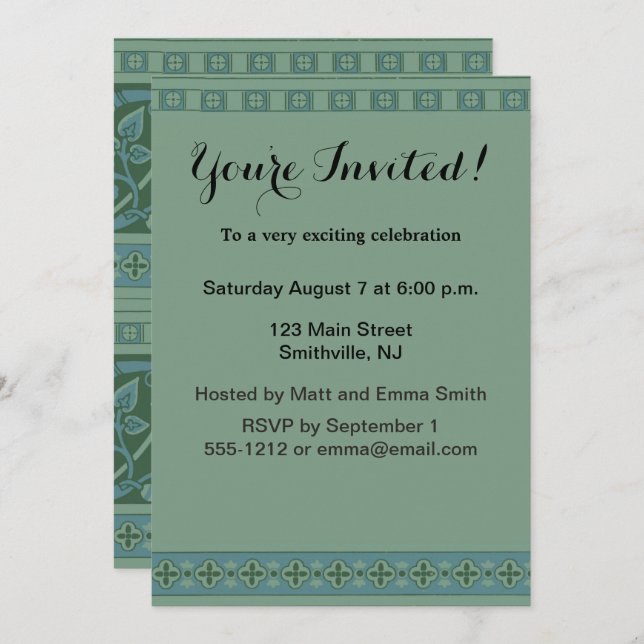 Invitation Art Déco Nouveau Chien Nature Motif animal (Devant / Derrière)