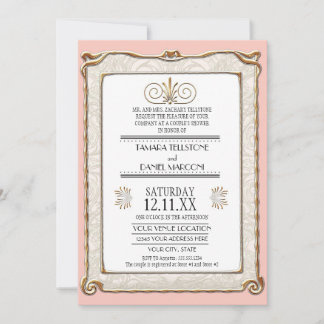 Invitation Art Déco Nouveau Gatsby Or n dentelle Couples Douc