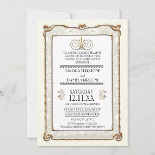Invitation Art Déco Nouveau Gatsby Style Or en dentelle Look