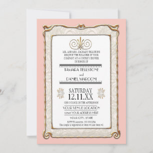 Invitation Art Déco Nouveau Gatsby Style Or en dentelle Look