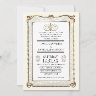 Invitation Art Déco Nouveau Gatsby Style Or en dentelle Look