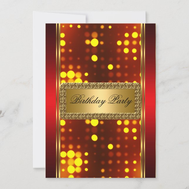 Invitation Art Déco Or Argent Rouge Feu (Devant)