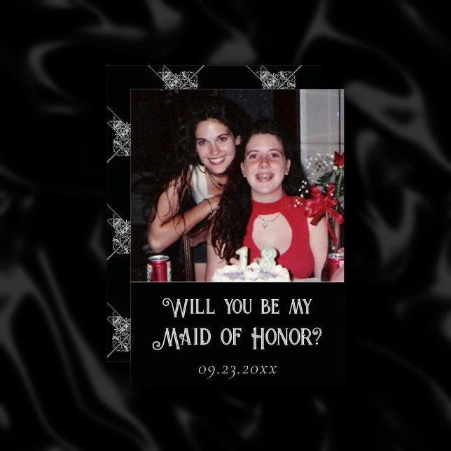 Invitation Art déco | Photo de la fête de la mariée noire et  (Créateur téléchargé)