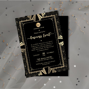 Invitation Art Déco professionnel Black & Gold Business Event