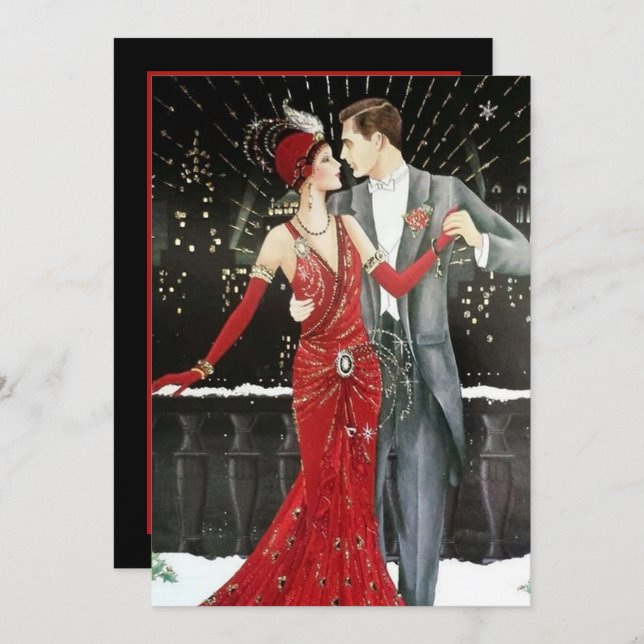 Invitation Art déco rétro vintage (Devant / Derrière)