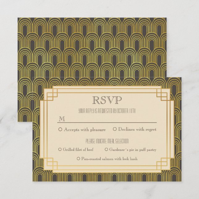 Invitation Art déco rsvp (Devant / Derrière)