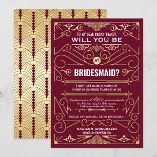 Invitation Art Déco Serez-Vous Ma Femme D'Accueil Gold Bourgo