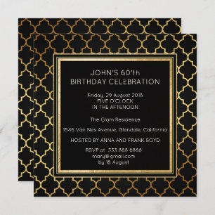 Invitation Art Déco Suprise fête d'anniversaire Noir Golden F