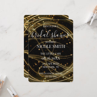 Invitation Art Déco Tourbillons Dorés Baby Shower