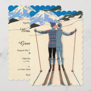 Invitation Art Déco vintage, Les amoureux de la Mariage de ne