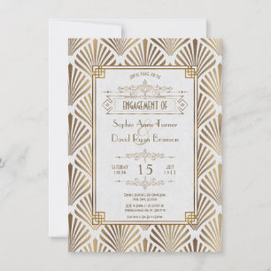 Invitation Art Déco White Gatsby 1920's Engagement Party