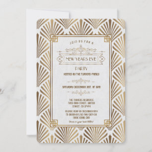 Invitation Art Déco White Gatsby 1920's New Year's Eve Party
