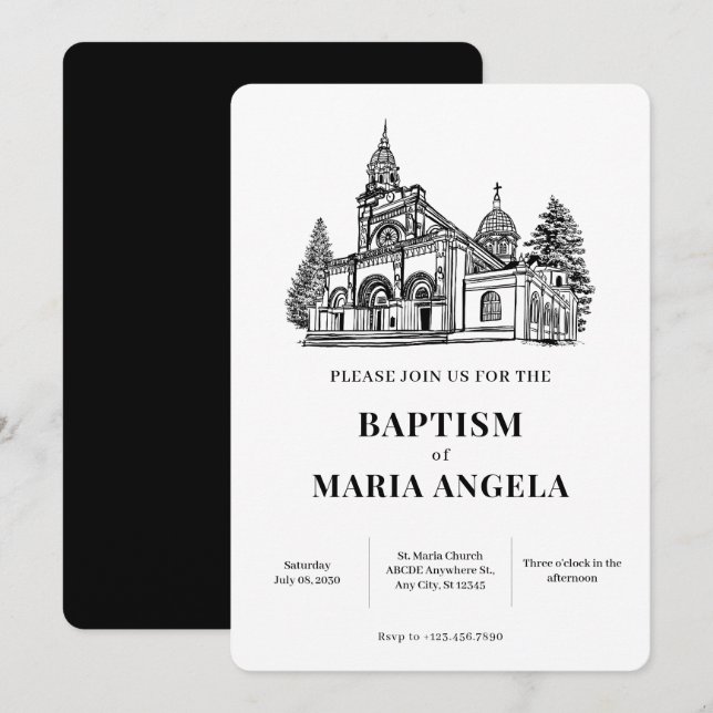 Invitation art d'église minimaliste  (Devant / Derrière)