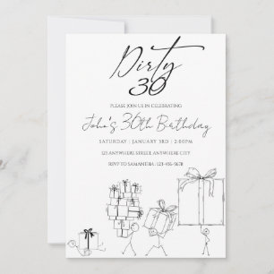 Invitation Art Doodé Noir et Blanc Fête d'anniversaire Invita