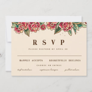 Invitation Art du tatouage Rose de la vieille école