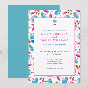 Invitation Art floral coloré d'art populaire estival