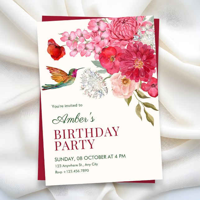 Invitation art floral d'anniversaire (Créateur téléchargé)