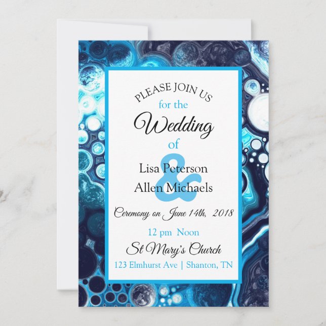 Invitation Art Fluid Marble Deep Blue (Devant)