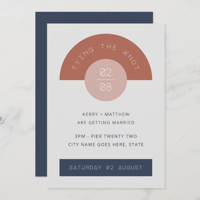 Invitation Art géométrique moderne rétro du milieu du XXe siè (Devant / Derrière)