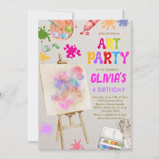 Invitation Art in Party Anniversaire (Devant)