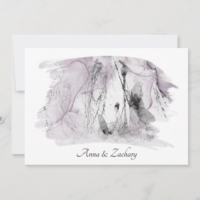 Invitation *~* Art Japonaise RSVP QR AR27 Mariage (Devant)