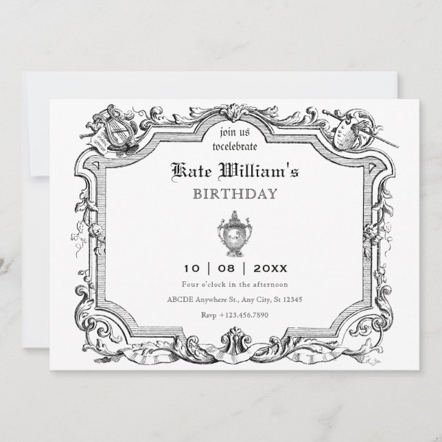 Invitation Art linéaire artistique vintage (Devant)