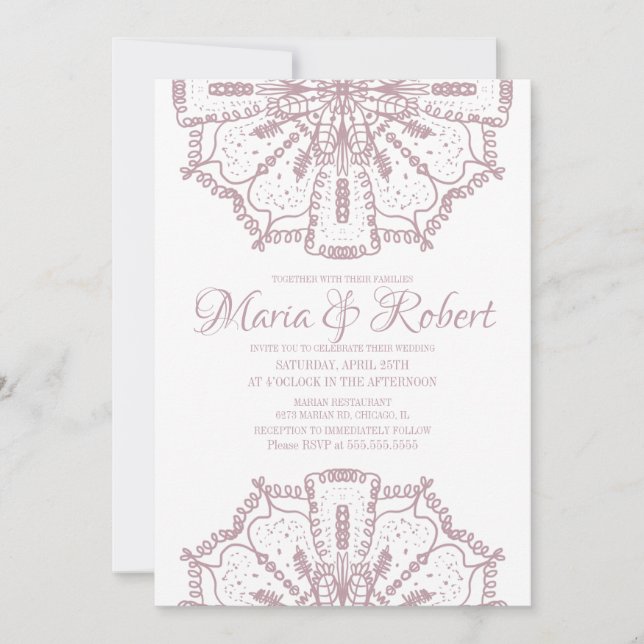 Invitation Art mandala bohème rose Mariage bohème (Devant)