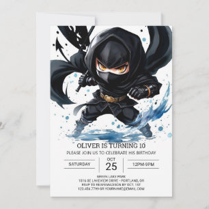 Invitation Art Martial moderne de Ninja Anniversaire