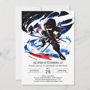 Invitation Art Martial moderne de Ninja Anniversaire