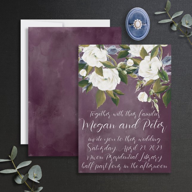 Invitation Art moderne Calligraphie Plum Purple Mariage (Créateur téléchargé)