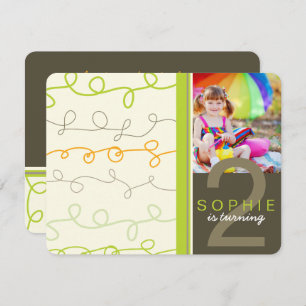 Invitation Art moderne rétro amusant Scribbles Photo Annivers