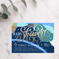 Art moderne Surprise Boy Gold Letters Baby shower