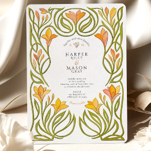 Invitation Art Nouveau Art Nouveau Orange Lily Mariage