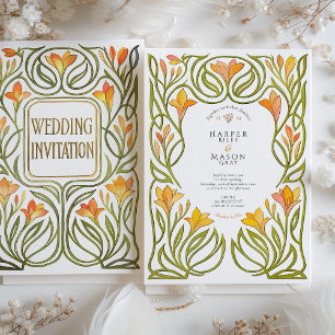 Invitation Art Nouveau Art Nouveau Orange Lily Mariage