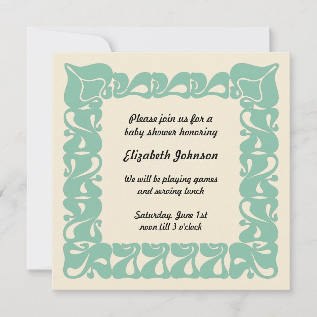 Invitation Art nouveau Baby shower neutre pour les femmes (Devant)