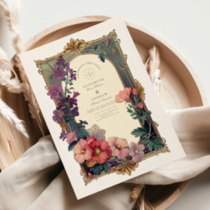 Invitation Art Nouveau Baroque Frontière Mariage Floral