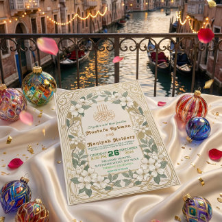 Invitation Art Nouveau Bismillah Calligraphy Vintage Garden