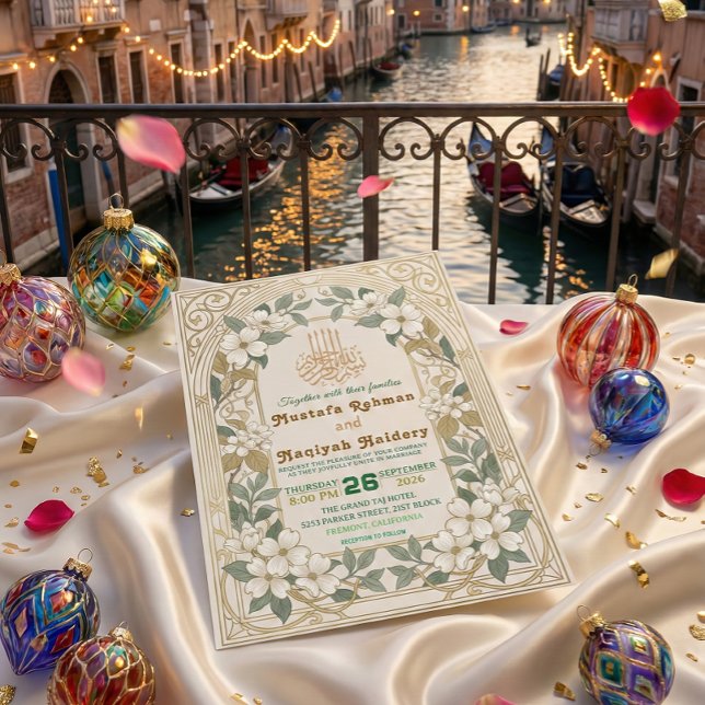 Invitation Art Nouveau Bismillah Calligraphy Vintage Garden (Créateur téléchargé)