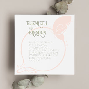 Invitation Art nouveau Blush rose Vintage Papillon Mariage