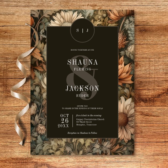 Invitation Art Nouveau Brown William Morris Floral Mariage (Art Nouveau Brown William Morris Floral Wedding Invitation)