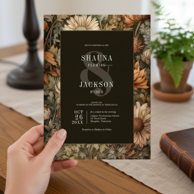 Invitation Art Nouveau Brown William Morris Floral Mariage (Art Nouveau Brown William Morris Floral Wedding Invitation)