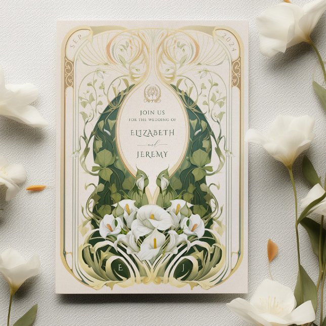 Invitation Art Nouveau Calla Lily Mariage (Créateur téléchargé)