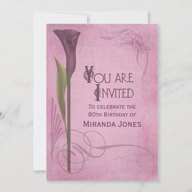 Invitation Art Nouveau Calla ornementale (Devant)