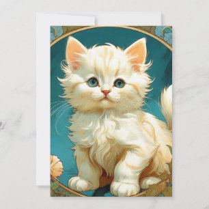 Invitation Art Nouveau Chat Blanc d'Alphonse Mucha
