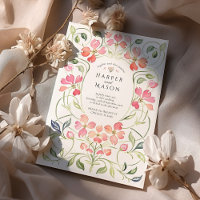 Art Nouveau Coral Dogwood Floral Mariage