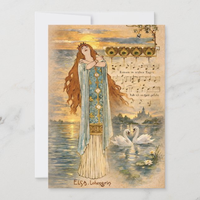 Invitation Art Nouveau Elsa Lohengrin Poster with Swans  (Devant)