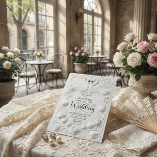 Invitation Art Nouveau Faux Embossed Swan Wedding