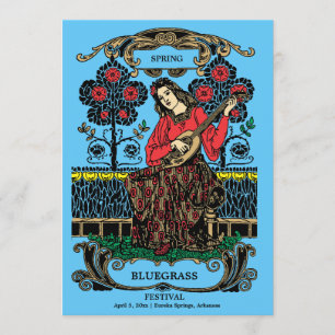 Invitation Art Nouveau Femme Avec Guitare Festival De Musique